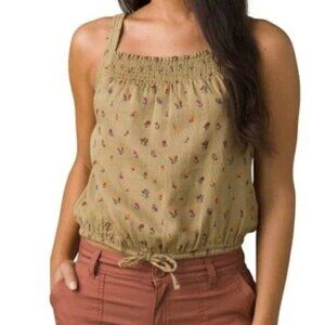 Prana Women's Little Palm Cami Sweet Grass Meadow Floral Cotton Top